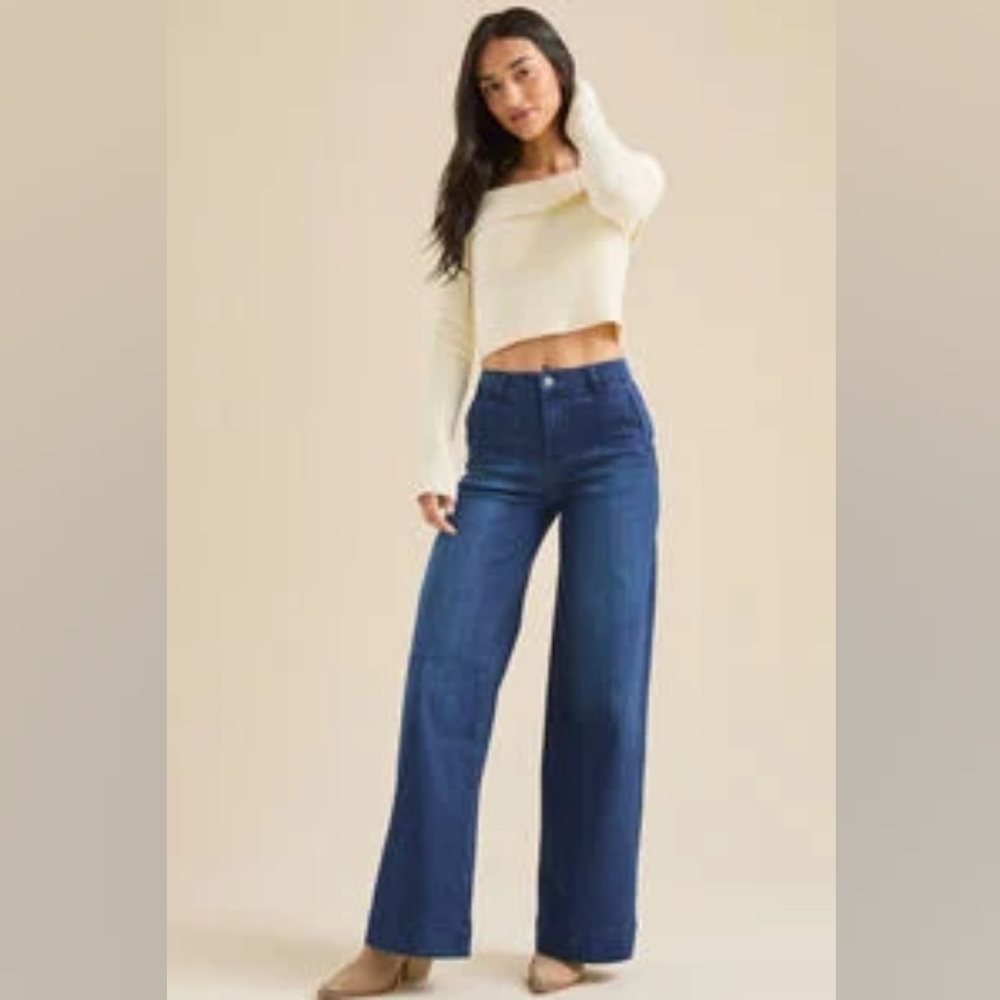 NWT Altar'd State Parton Stretch Trouser Juniors 13/31 Dark Blue